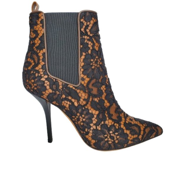 Givenchy Leather Lace Heeled Ankle Boots - Picture 1 of 9